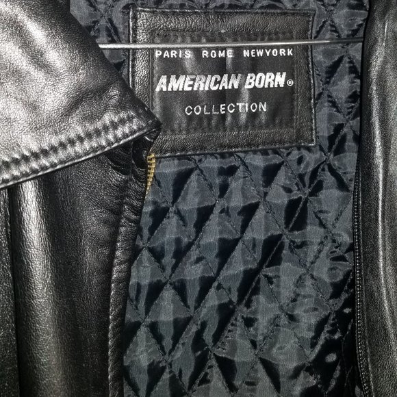 Genuine Leather Jacket Lined vtg American Born Black Leather Coat with Lining - Picture 5 of 16